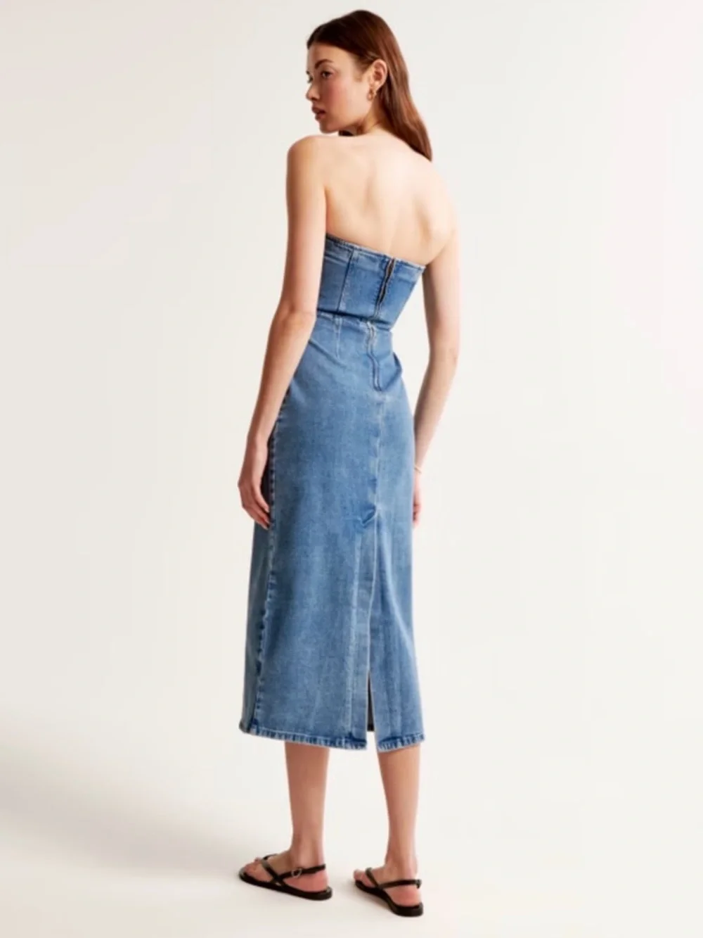 Abercrombie & Fitch White Strapless Midi Dress - Picture 3 of 4